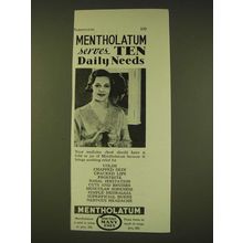 1933 Mentholatum Balm Ad - Mentholatum serves ten daily needs