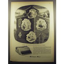 1956 Remington Rand Quiet-Riter Portable Typewriter Ad - cartoon by Chas Addams
