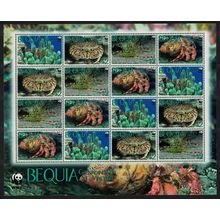Bequia WWF Caribbean Reef Crustaceans Sheetlet of 4 sets 2010 MNH MI#647-650