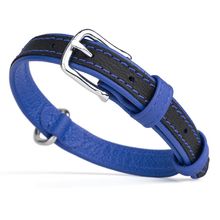 Soft Leather Dual Color Collar W 3/4" L 15-19" Royal Blue