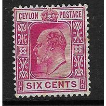 CEYLON 1904-5 EDVII WMK MULTI-CROWN CA 6c MINT SG281