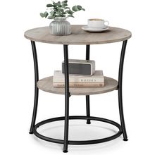 VASAGLE Side Table, round End Table with 2 Storage Shelves for Living Room, Bedr
