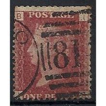 1858 SG43 1d Red Plate 150 Good+ Used Check Letters "IB".