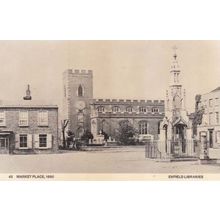 Market Place Enfield Rare 1890 Victorian Photo Postcard