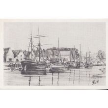 Blakeney Norfolk Dock Port Boat Ship Victorian Painting Postcard
