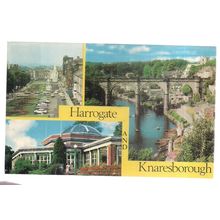 HARROGATE AND KNARESBOROUGH multiview vintage used postcard 1981 postmark =