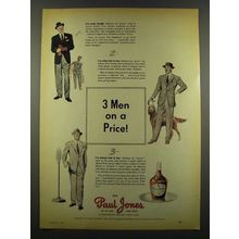 1940 Paul Jones Whiskey Ad - 3 Men on a Price