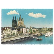 rheinufer, KOLN AM RHEIN, COLOGNE, GERMANY unused vintage postcard 1965 pm =