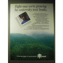 1989 Sappi Paper Ad - Right now we're growing his university text books