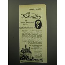 1951 Williamsburg Virginia Ad - See Williamsburg Virginia as George Washington