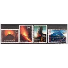 Cabo Verde 2007 - Erupçoes Vulcanicas da Ilha do Fogo Vulkan Volcano 4 val. MNH