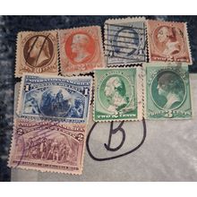 8: 1800s Stamps All Different! USA Used XF Extra-Fine. Lowest Price Anywhere! B