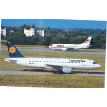 AIRBUS A320 AIRCRAFT LUFTHANSA AT BIRMINGHAM AIRPORT. CARD NO BHX 69