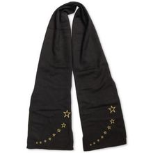 Jenni Embroidered Scarf Black Gold Stars One Size