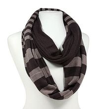 Scarf - Infinity Loop Knitted Stripes - Brown - SF-11KS002BR