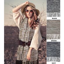 Scarf - Knitted Shawl/ Wrap with Fringes - SF-14KS-188