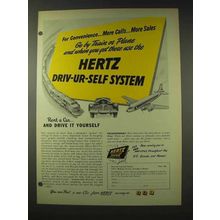 1948 Hertz Rent-a-Car Ad - Driv-ur-Self System