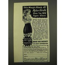 1949 Ward Green Magic Girdle Ad - Magic Black Nylon