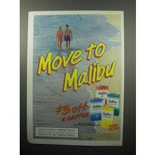 1989 Malibu Cigarettes Ad - Move to Malibu - at the Beach