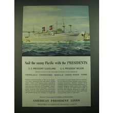 1956 American President Lines Ad - Sail the sunny Pacific with the Presidents