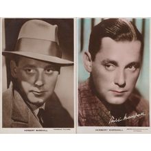 Herbert Marshall MGM & Paramount 2x RPC Signed Rare Postcard s