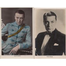 Clive Brook Handcoloured Real Photo Hollywood Actor 2x Postcard