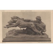 Bates Fox Hunting Hounds In Leash Old Statue London Museum Postcard