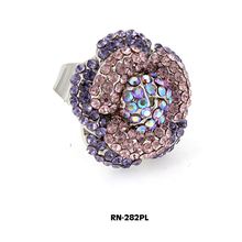 Austrian Crystal Flower Ring - Purple Color - RN-282PL