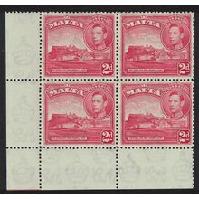 Malta Victoria and Citadel Gozo 2d red Corner Block of 4 1938 MNH SG#221b