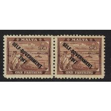 Malta Grand Harbour Valletta ¼d 'SELF-GOVERNMENT' Pair 1948 Def SG#234