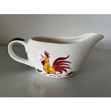 VINTAGE 'FIERCE COCK' GRAVY BOAT BY ADAMS POTTERY
