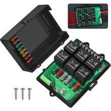 Joinfworld Relay Box Fuse Relay Box 12V Automotive Universal Fuse Panel with 6 W