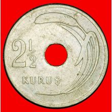 Ⰶ CENTRAL HOLE (1948-1951): TURKEY ★ 2 1/2 KURUSHES 1948 ★LOW START★NO RESERVE