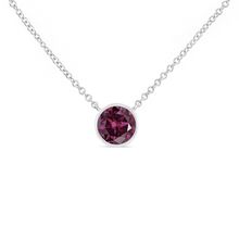 925 Sterling Silver Bezel Set 3.5mm Created Amethyst Gemstone Solitaire 18" ...
