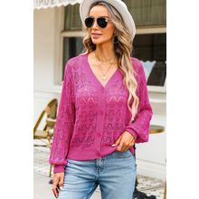 Rose Lightweight Buttoned Front Crochet Cardigan