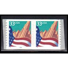 3281d 33c U.S. Flag Over City Very Fine MNH CNP Left 9999A PA2104