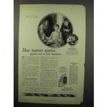 1923 Packer's Shampoo Ad - How Nature Warns