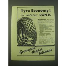 1942 Goodyear Tyres Ad - Tyre Economy! Ten important don'ts