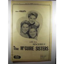 1956 The McGuire Sisters Ad - Dear Variety With Love