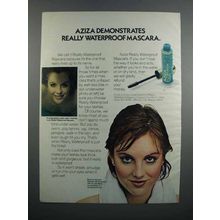 1983 Aziza Really Waterproof Mascara Ad - Demonstrates