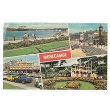 multiview, MORECAMBE , Lancashire used postcard by E T W Dennis. 1986 pm =