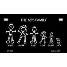 The Ass Family Metal Bike License Plate wise smart kiss dumb jack motorcycle