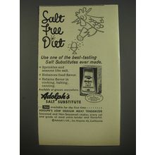 1956 Adolph's Salt Substitute Advertisement - Salt free diet