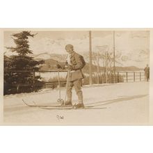 Elderly Lady Skier at Pontresina Switzerland Skiing RPC Old Postcard