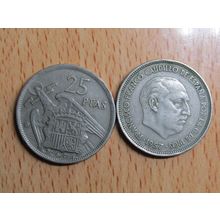 Spain 1958 Franco 1957-58* 25 Peseta Coin