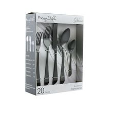 MegaChef Gibbous 20 Piece Flatware Utensil Set, Stainless Steel Silverware Me...