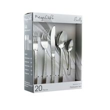 MegaChef Baily 20 Piece Flatware Utensil Set, Stainless Steel Silverware Meta...