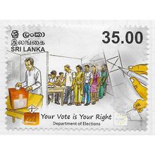 SRI LANKA 2015 RIGHT TO VOTE BALLOT PAPER BOX ELECTION DEPARTMENT 35R USED