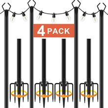 10Ft String Light Poles 4 Pack,Light Poles for outside Lights,Outdoor with Fence