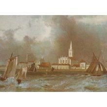 Harwich From The Sea Storm Disaster Essex Painting Postcard